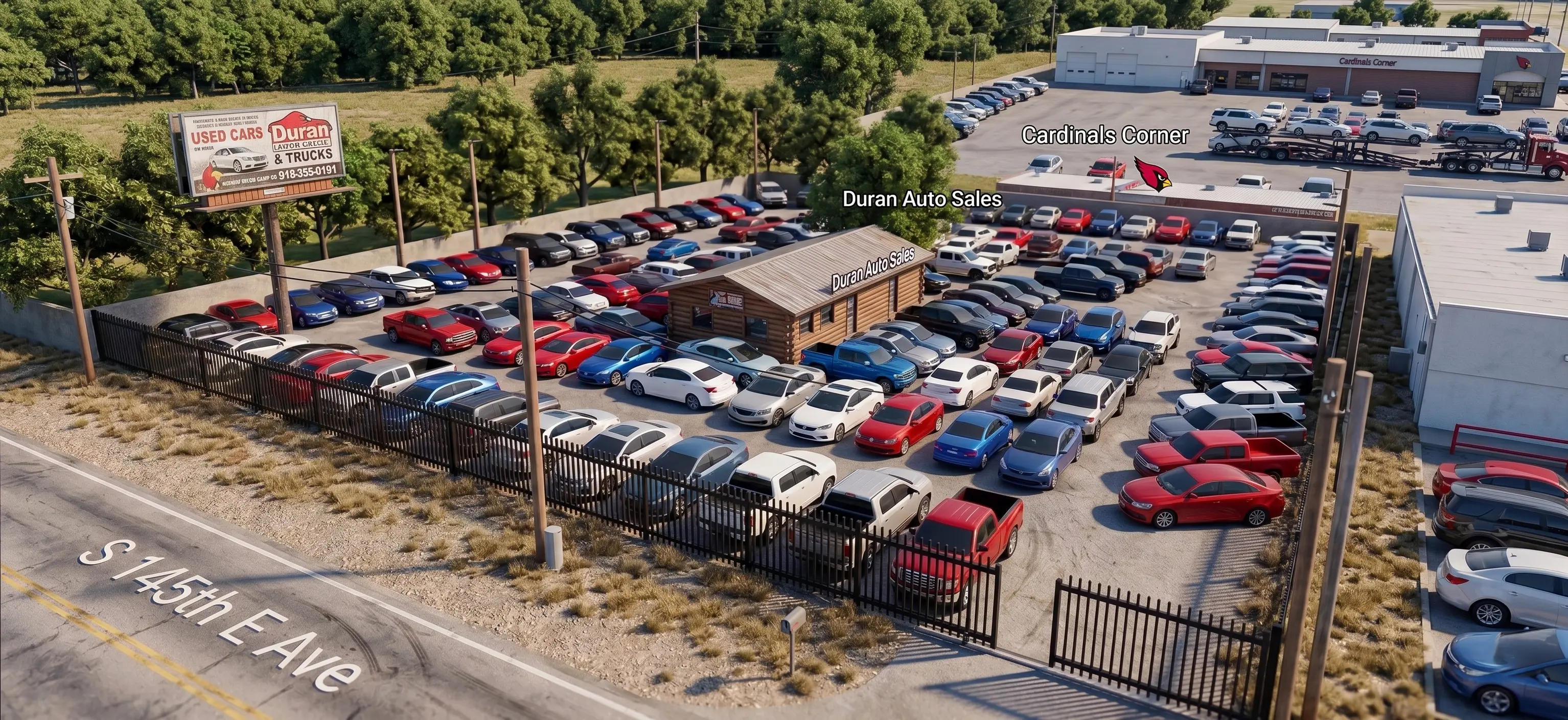 Duran Auto Sales dealership aerial view